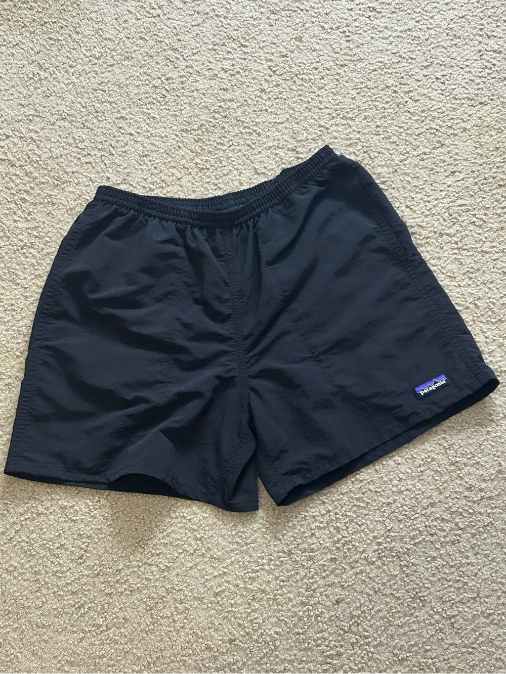 Patagonia Baggies Shorts Mens Medium Black Recycled Nylon Mesh Lined 5 Inch